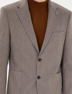 A__k Kahverengi Slim Fit %100 Ka_mir Ceket