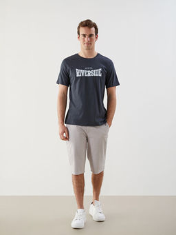 Bisiklet Yaka K?sa Kollu Bask?l? Penye Erkek Ti??rt