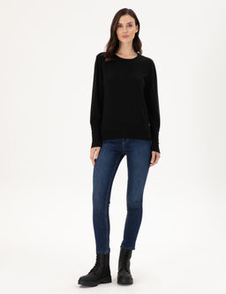Siyah Slim Fit Basic Kazak