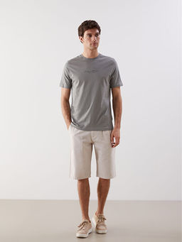 Bisiklet Yaka Bask?l? Penye Erkek Ti??rt