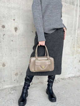 Женская кожаная сумка бочонок 3132 Хаки