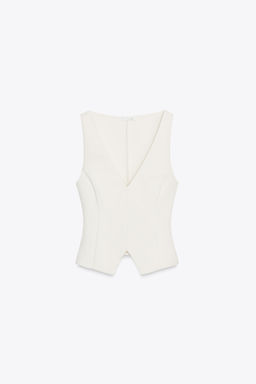 V-NECK INTERLOCK TOP - Zara фото 6