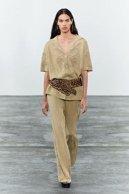 OVERSIZE JACQUARD KNIT POLO SHIRT - Zara фото 4