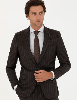 Коричневый зауженный костюм - Cacharel фото 4