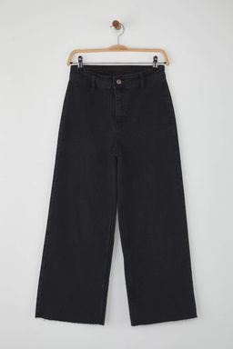 Siyah Yuksek Bel Pacas? Kesikli Comfort Culotte Jeans TWOAW26JE00048 - Trendyolmilla фото 5