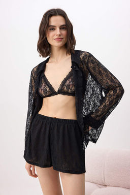 Siyah 3l_ Dantel Braletli _rme Pijama Tak_m_ THMSS26PT00092