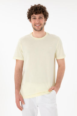 Erkek Regular Fit Bisiklet Yaka Limon Basic Ti__rt Sepette S_rpriz _ndirim