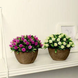 Искусственный цветок в горшке Многослойные бутоны, 13?11 см, МИКС