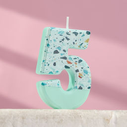 Свеча для торта «Мозаика», цифра 5, голубой