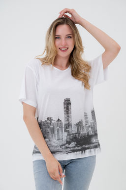 Футболка из кулирки унисекс Город белый - Амадэль фото 9