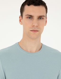 A__k Mavi Slim Fit Bisiklet Yaka Triko Ti__rt - Pierre cardin фото 2