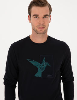 Lacivert Regular Fit Bisiklet Yaka Sweatshirt