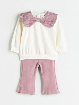 Bisiklet Yaka K?z Bebek Sweatshirt ve Tayt 2li