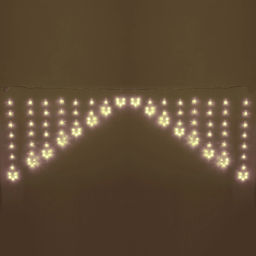 Гирлянда для дома БАХРОМА 2,5м*1/0,1м 136 ламп LED, с насадками Снежинка, 8 реж,IP-20, Теплый белый (возможность соединения)