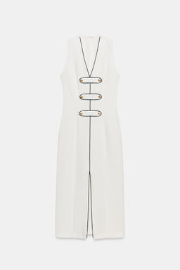 VESTIDO MIDI ALAMARES VIVOS CONTRASTE / Blanco - Zara фото 5