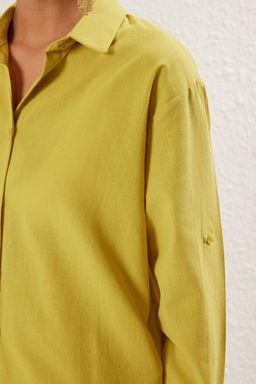 TRENDYOLMILLA Mint Dokuma Flaml? Pamuk Plaj Gomlegi TBESS25GO00012 фото 10