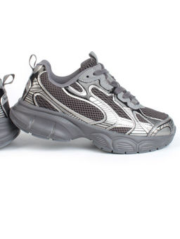 05-P247-1 BLACK/SILVER Кроссовки женские (искусственные материалы, сетка)