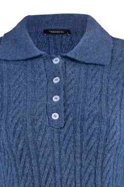 Indigo Genis Kal?p Yumusak Dokulu Triko Kazak TWOAW21KZ2635