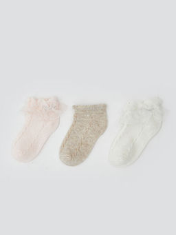 K?z Bebek Desenli Patik ?orap 3l?