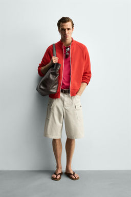 SUDADERA RELAXED FIT CREMALLERA CONTRASTE / Rojo