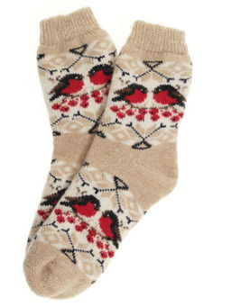Носки женские "Два снегиря с орнаментом" 7609-4