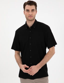 Siyah Comfort Fit Rahat Giyilebilir K_sa Kollu G_mlek
