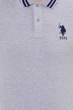 U. S. Polo Assn Мужская серая меланжевая базовая футболка с воротником-поло - U.s. polo assn фото 12