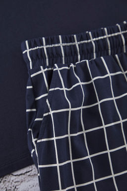 TRENDYOL MAN Lacivert Regular Fit Ekose Orme Sortlu Pijama Tak?m? TMNSS25PT00034 - Trendyolmilla фото 4
