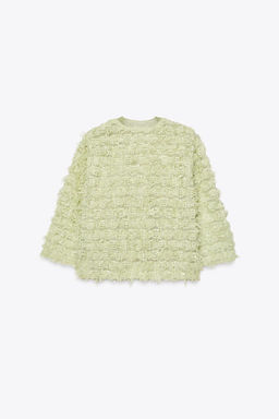 FRINGED KNIT CARDIGAN WITH ORGANZA TIE - Zara фото 6
