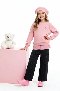 Ekru Pamuklu Kalp Baskl? Kal?n/Ici Polarl? Regular Orme K?z Cocuk Sweatshirt TKDAW26SW00023 - Trendyolmilla фото 9