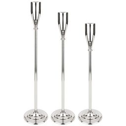 КОМПЛЕКТ ИЗ 3-Х ПОДСВЕЧНИКОВ.ДИАМЕТР 13,5 СМ ВЫСОТА 81 СМ 71 СМ 61 СМ ЛАТУНЬ