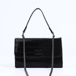 Сумка-мессенджер на застёжке, цвет чёрный