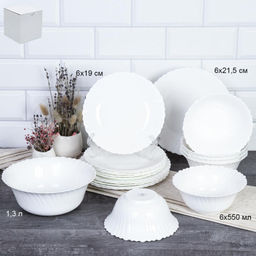 Столовый набор 19 предметов Тюльпан белый / 19/LHK680 (WHITE) /уп 4/ - Галеонтрейд фото 3