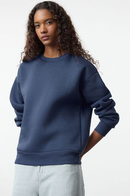 TRENDYOLMILLA K?rm?z? Oversize/Rahat Kesim Basic Bisiklet Yaka Kal?n/Ici polarl? Orme Sweatshirt TWOAW24SW00102 фото 10