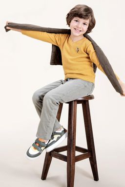 Boy Saffron V - Neck Knitwear Sweater Basic - U.s. polo assn фото 2