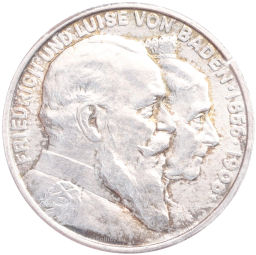 Монета 2 марки 1906 года Германия (Баден) 50 лет свадьбе Фридриха I и Луизы Прусской