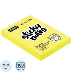 Стикеры Attache Selection с клеев. краем 76х51, неон, желтый 100л  фото 2