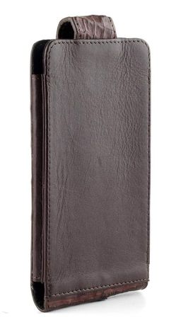 Чехол Sefaro для смартфона из кожи крокодила коричневый  фото 3