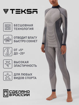 TEKSA WTLP 004 + термофуфайка WTLS 004 Комплект женский термокальсоны white-yellow
