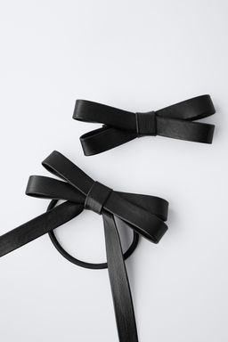 PACK OF HAIR CLIP AND LEATHER EFFECT BOW SCRUNCHIE - Zara фото 3