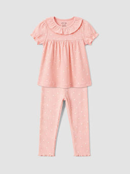 Bask?l? K?z Bebek Bluz ve Tayt