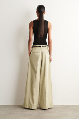 PANTAL?N WIDE LEG DE TWILL DE ALGOD?N