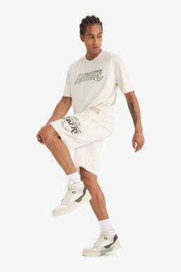 DeFactoFit NBA Los Angeles Lakers Standart Fit K?sa Paca Sort