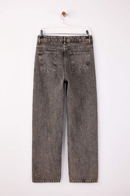 Gri Yuksek Bel Boru Paca Straight Jeans TWOSS26JE00021
