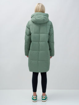 Куртка зимняя женская с капюшоном удлиненная стеганная зеленого цвета 9629Z - Mtforce фото 6
