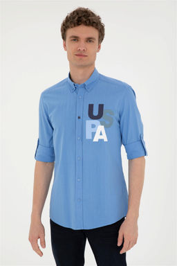 U. S. Polo Assn / Мужская голубая рубашка с длинным рукавом - U.s. polo assn фото 3