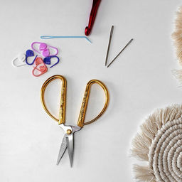 Ножницы для рукоделия, скошенное лезвие, 5", 12.5 см, цвет золотой