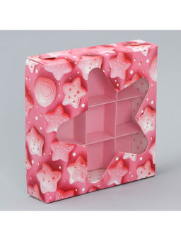 Цена за 5 шт. Коробка для конфет, кондитерская упаковка, 9 ячеек, «Сладости», 14.7×14.7×3.5 см