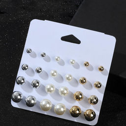 Серьги пусеты QF «Рэйчел», 12 пар, бусины d=6-12 мм, цветные