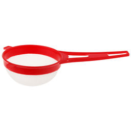 Сито пластмассовое Колорит д8,5см, h4,7см, с ручкой, 2 держателя, цвета в ассортименте: зеленый, красный, синий, желтый (18,5х8,5х4,7см) (Китай)